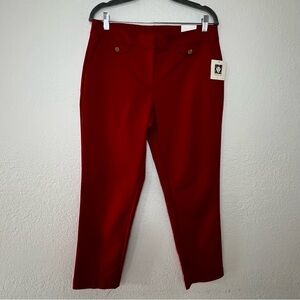 NWT Anne Klein Cherry Red Slim Ankle Pants Cotton Blend Stretch - Women’s Size 8